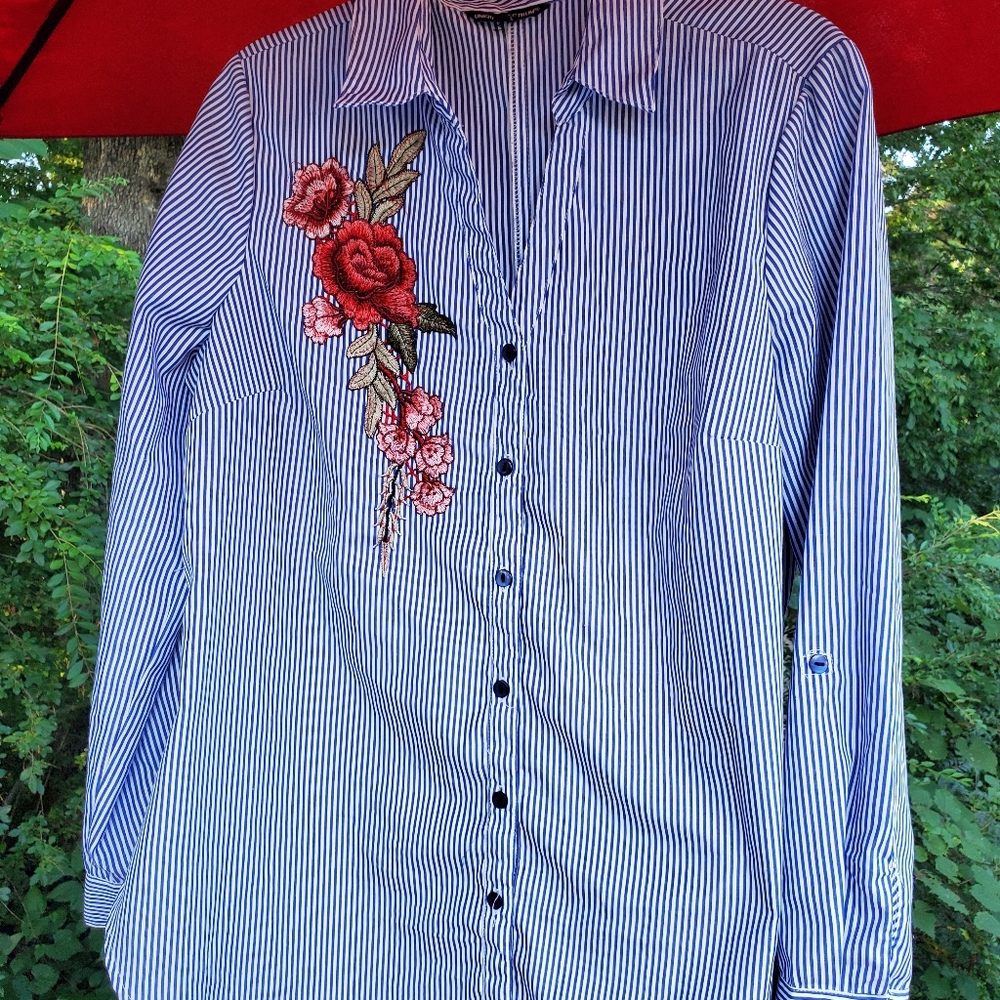 Striped Tunic with Embroidery